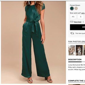 Forest Green Satin Wide-Leg Jumpsuit